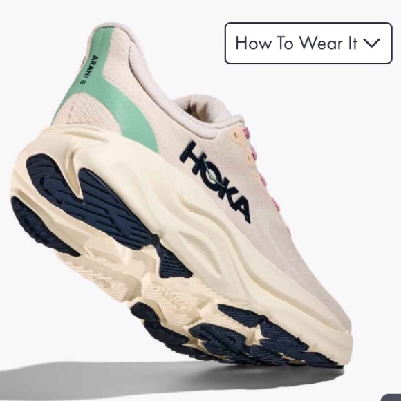 Hoka W Arahi 8 Women's Cream and Pink Athletic Shoes - Picture 8 of 11